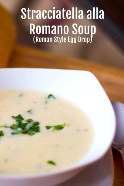 Stacciatella alla Romano or Roman Style Egg Drop Soup in a bowl