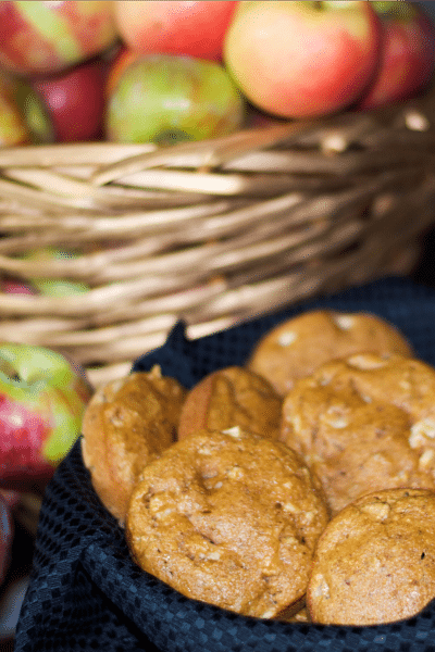 A close up of Whole Wheat Apple Walnut Muffin Tops