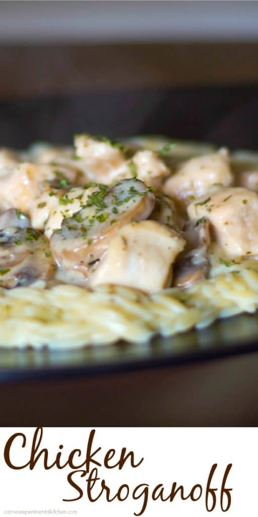 A close up of Chicken Stroganoff on a plate