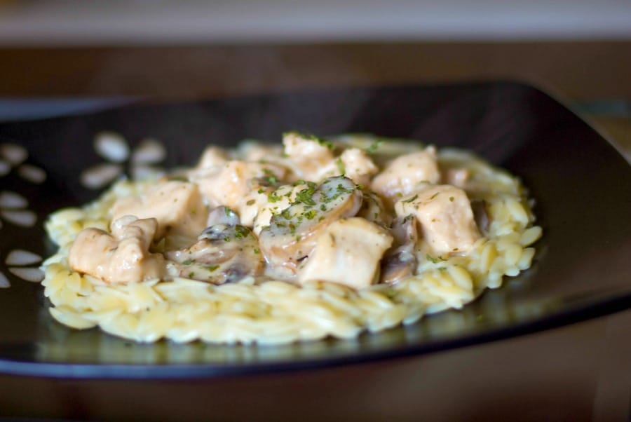 A plate of Chicken Stroganoff