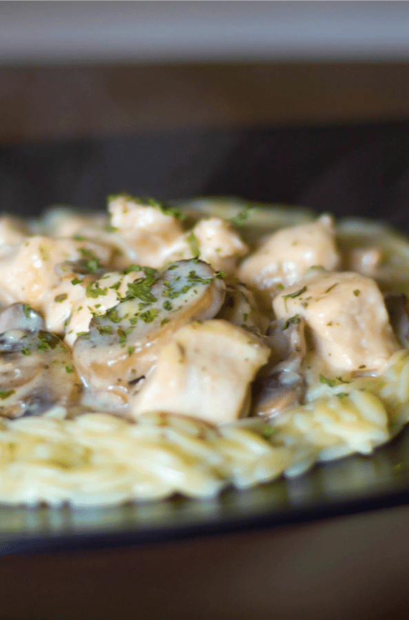 This healthier version of the classic stroganoff is made with boneless chicken breasts, mushrooms and reduced fat sour cream. Dinner is ready in 30 minutes!