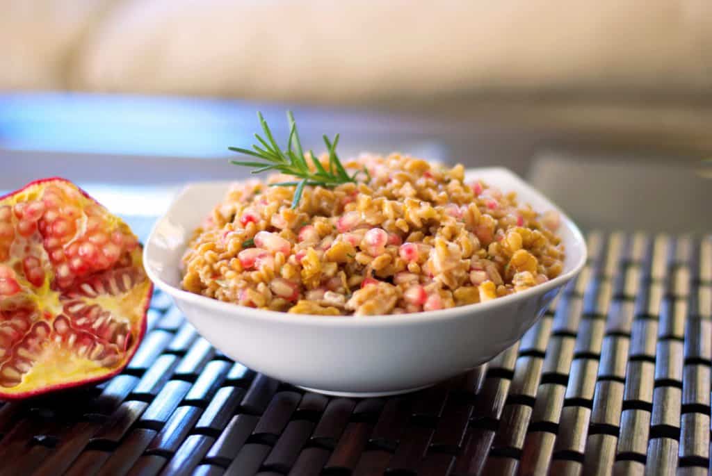 Italian Farro Salad with Pomegranate, Goat Cheese and Walnuts