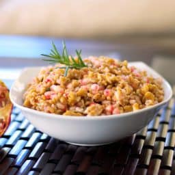 Italian Farro Salad with Pomegranate, Goat Cheese and Walnuts