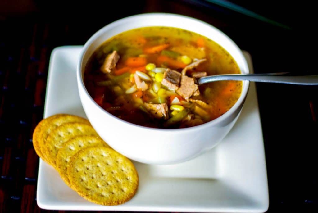 Italian Vegetable Beef Soup with Orzo 