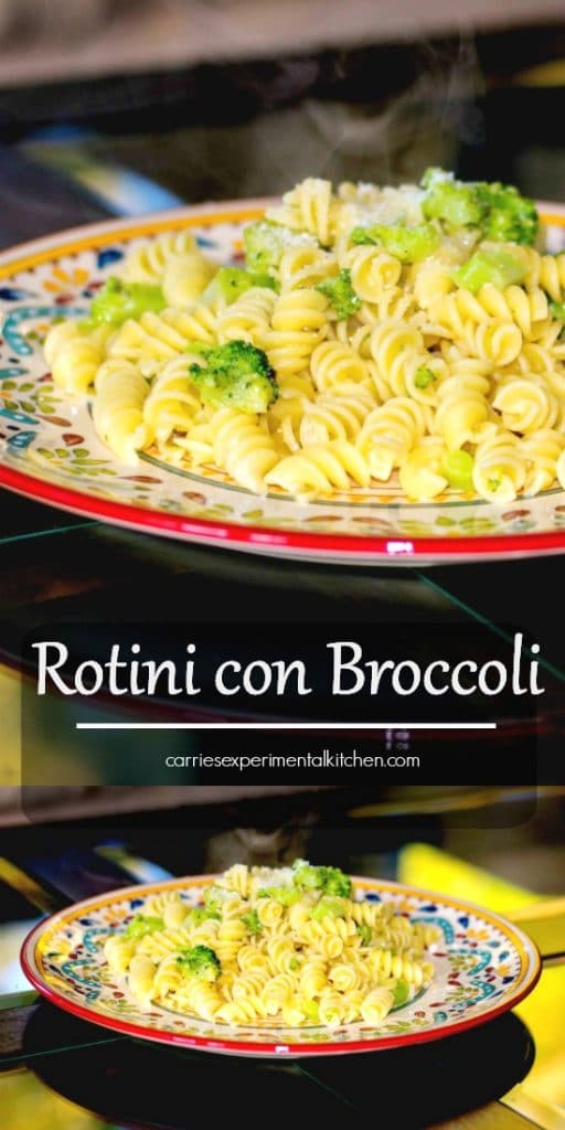 Rotini con Broccoli is a simple weeknight meal made with rotini pasta, broccoli florets, garlic, and grated Pecorino Romano cheese. 