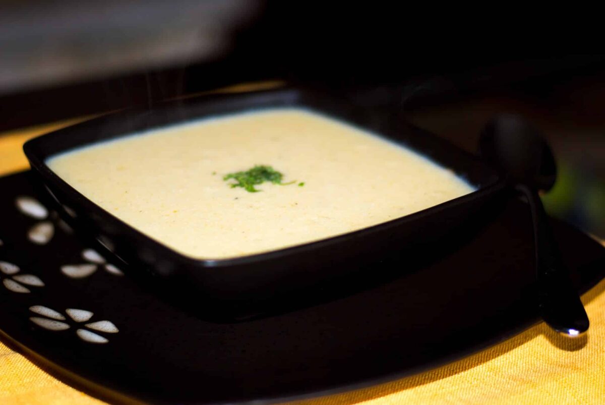 a bowl of cream of turkey soup