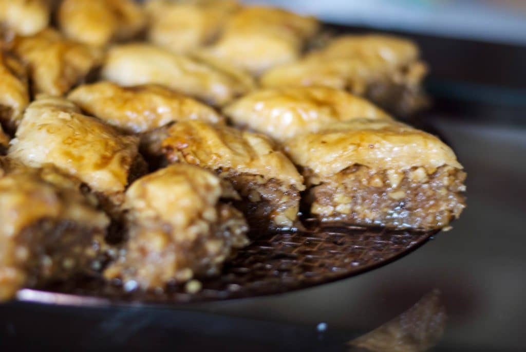 A tray of baklava.