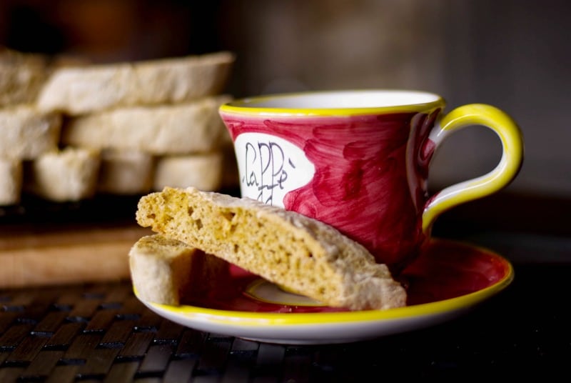 Cappuccino White Chocolate Biscotti closeup