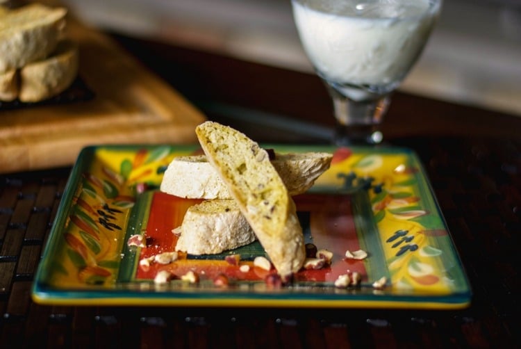 A plate with hazelnut biscotti. 