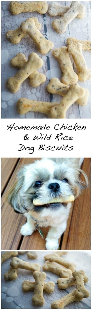 Dogs are part of the family too, so why not treat them to these special homemade Chicken & Wild Rice Dog Biscuits.