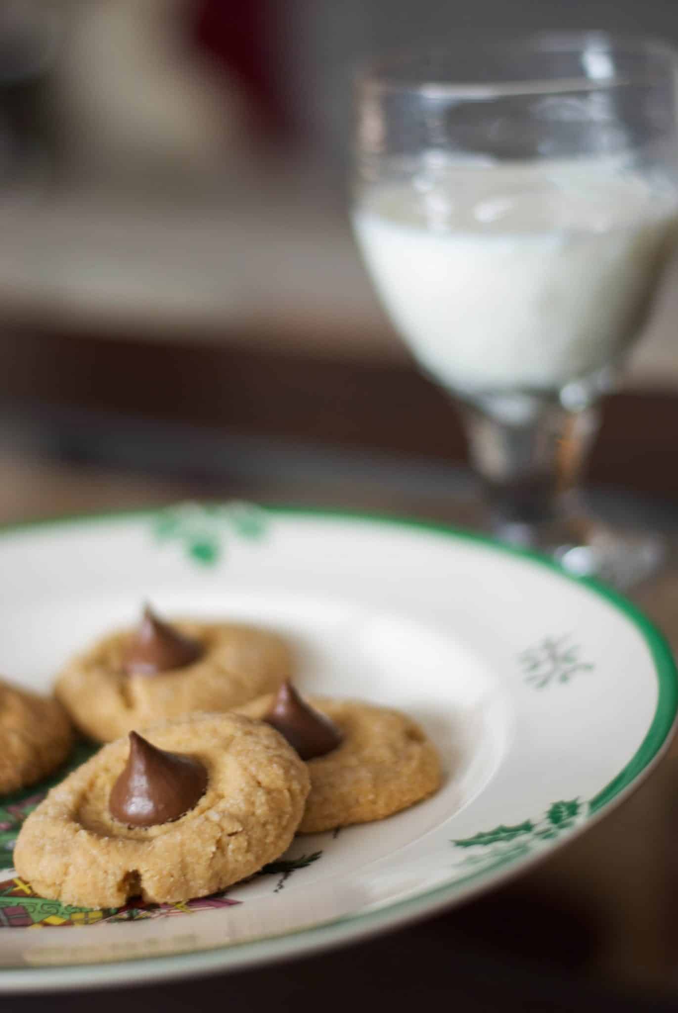 A plate of Kisses Peanut Butter Blossoms