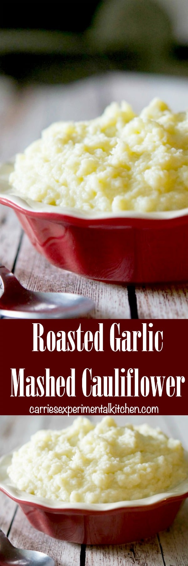 Roasted Garlic Mashed Cauliflower is a healthier alternative to mashed potatoes, without lacking the creaminess and flavor. #cauliflower #vegetable