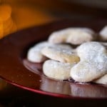 Walnut Crescents on a red dish