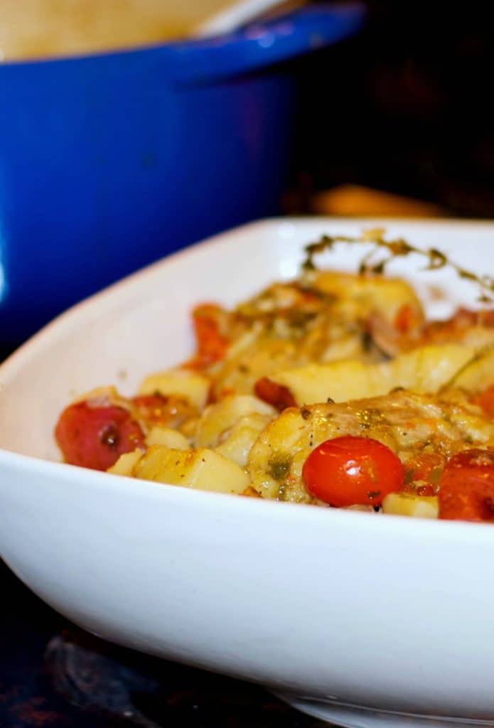 Champagne Braised Chicken in a bowl. 