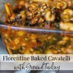 A tray of food, with Baked Cavatelli and Pasta