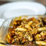 A close up of a plate of food, with Turkey and Cavatelli