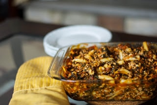 A close up of food on a table, with Turkey and Cavatelli