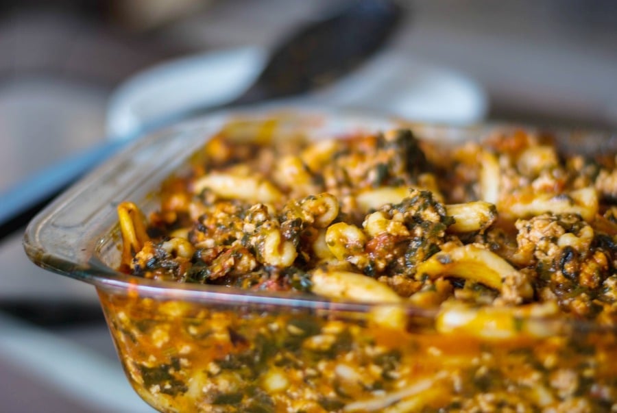 Florentine Baked Cavatelli with Ground Turkey