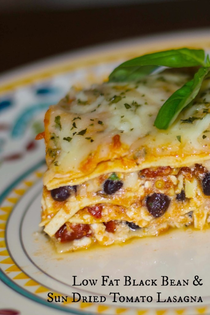 Low Fat Black Bean Sun Dried Tomato Lasagna