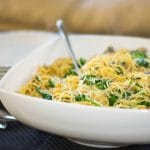 Whole Grain Spaghetti with Chick Peas and Spinach