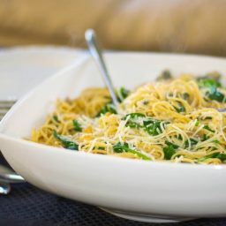 Whole Grain Spaghetti with Chick Peas and Spinach