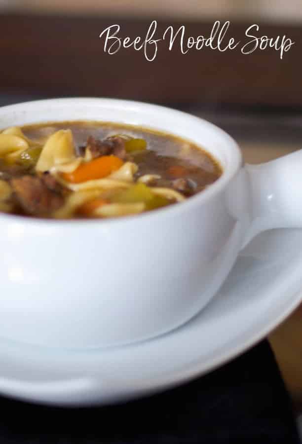 A bowl of beef noodle soup