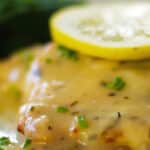 Chicken in a Lemon Butter Sauce made with boneless chicken breasts sautéed; then topped with a lemon butter sauce