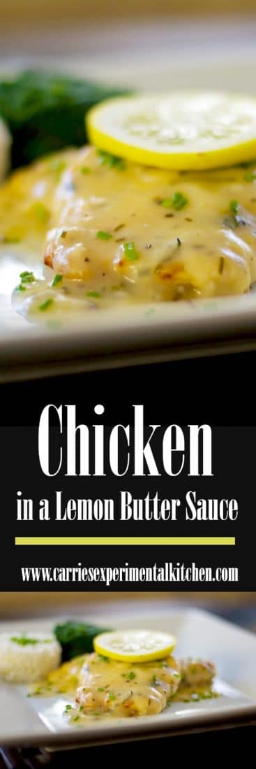 Boneless chicken breasts sautéed; then topped with a lemon butter sauce. Perfect for weeknight dinners or large get togethers. #chicken #lemon