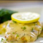 Chicken in a Lemon Butter Sauce: Boneless chicken breasts sautéed; then topped with a lemon butter sauce. Perfect for weeknight dinners or large get togethers.
