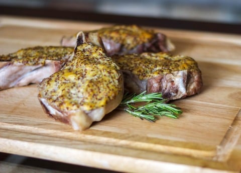 Horseradish & Whole Grain Mustard Encrusted Pork Loin Chops