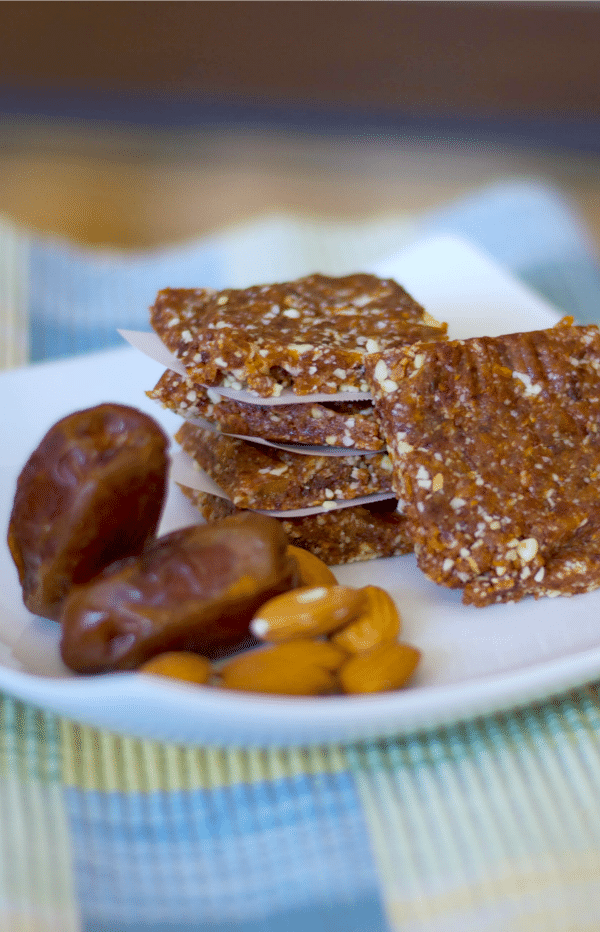 nergy Bars made with Medjool dates, raw almonds and dried cherries are a healthy, gluten free satisfying snack.  