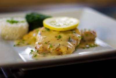 Lemon Chicken on a plate.