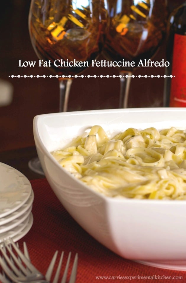 Try making one of your favorite meals a little healthier, without losing the flavor with this Low Fat Chicken Fettuccine Alfredo.