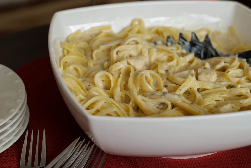 Low Fat Fettuccini Alfredo-closeup