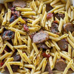 Penne with Italian Sausage, Sun Dried Tomatoes and Basil