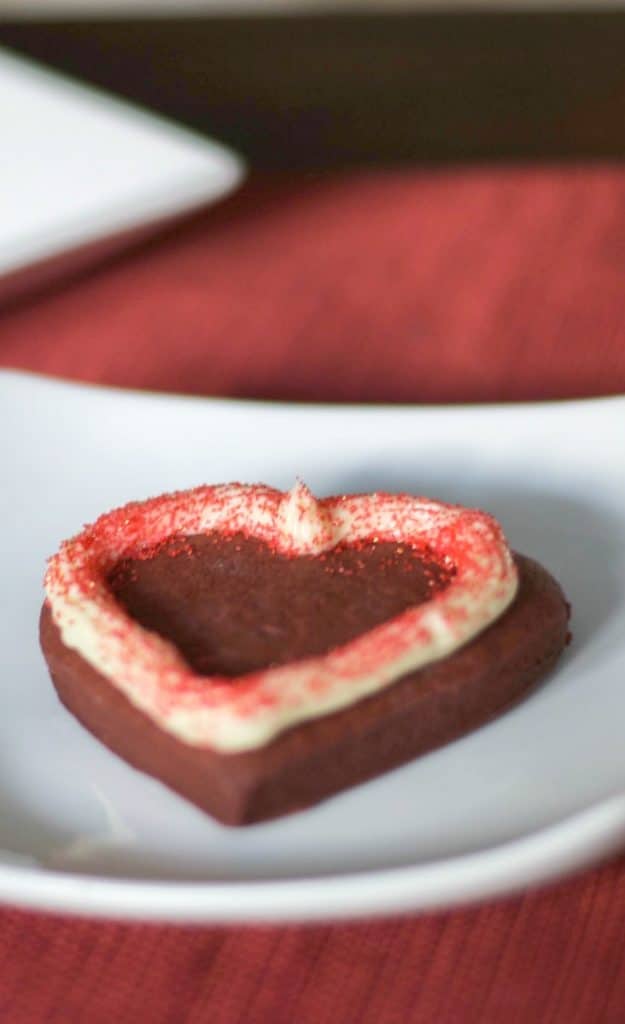 Red Velvet Sugar Cookies topped with a homemade Cream Cheese Frosting make a special treat for loved ones any time of year.