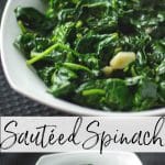 Fresh baby spinach sautéed with extra virgin olive oil and garlic; then lightly seasoned with salt and pepper. It's so easy, yet goes with any meal!