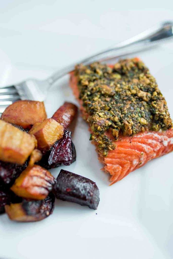 Pistachio Lime baked salmon