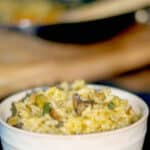 Portobello Mushroom, Zucchini and Sage Risotto in a bowl