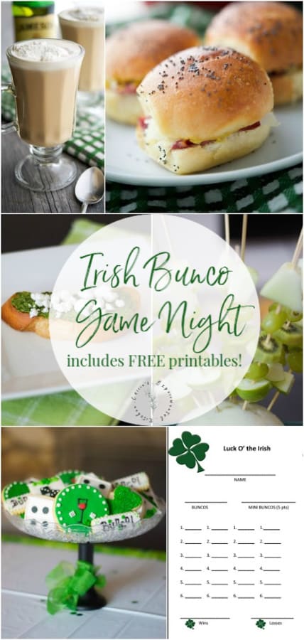 Celebrate St. Patrick's day with some green colored recipes or host an Irish Bunco game night including table cards and score card printables. 