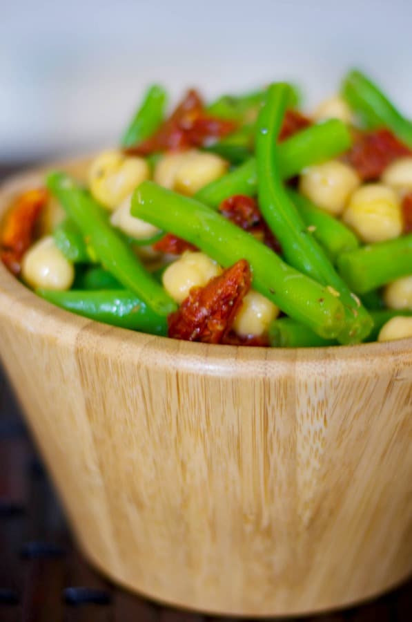 close up of Mediterranean Garbanzo and Green Bean Salad