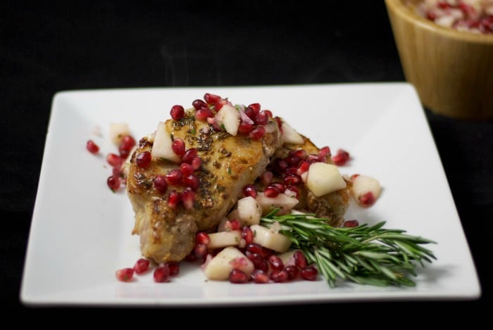 Pan Seared Pork with Pear & Pomegranate Salsa