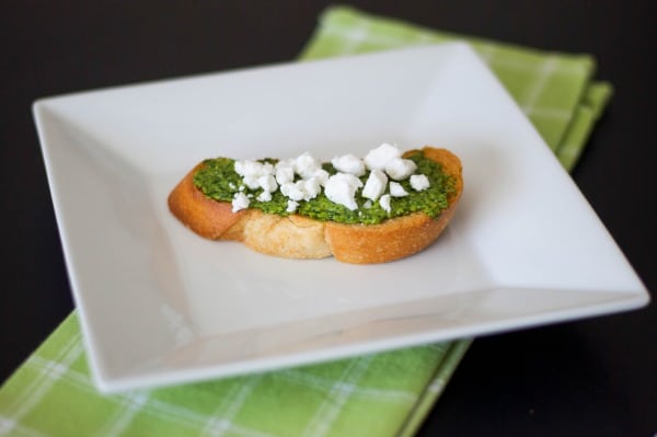 Pesto Goat Cheese Crostini