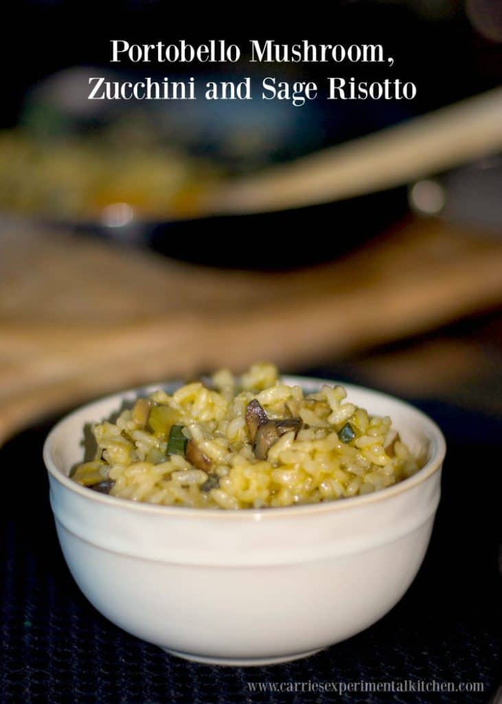 Creamy risotto blended with portobello mushrooms, zucchini and fresh sage is the perfect side dish for Fall. 