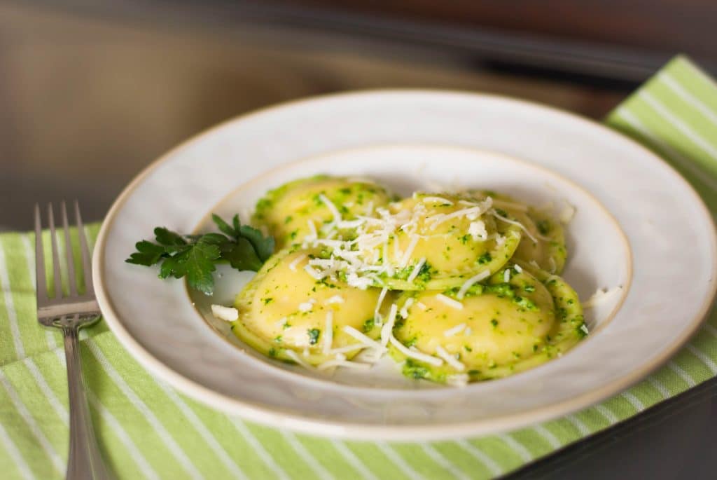 Ravioli with Spinach Pesto