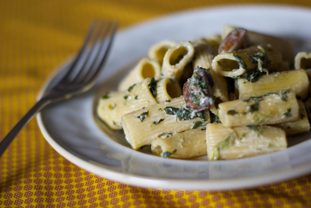 Rigatoni with Portobello Mushrooms and Spinach