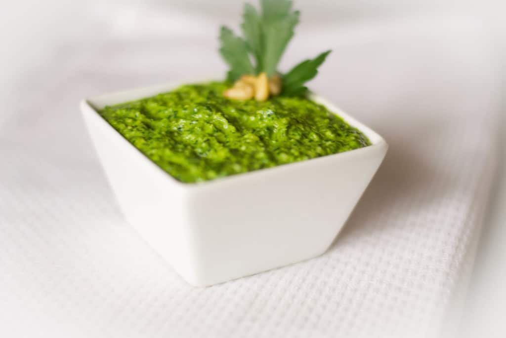 Spinach Pesto in a bowl. 