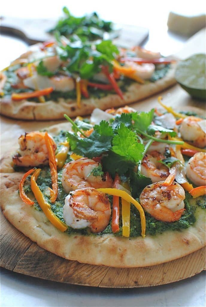 Shrimp Naan Pizzas