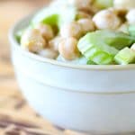 This Ceci Bean Salad made with chick peas and celery in a mayonnaise based dressing is simple to prepare and makes a tasty side picnic salad. 