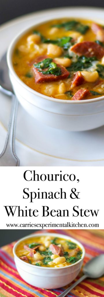  Smoky chourico combined with fresh spinach, garlic and Cannellini beans.